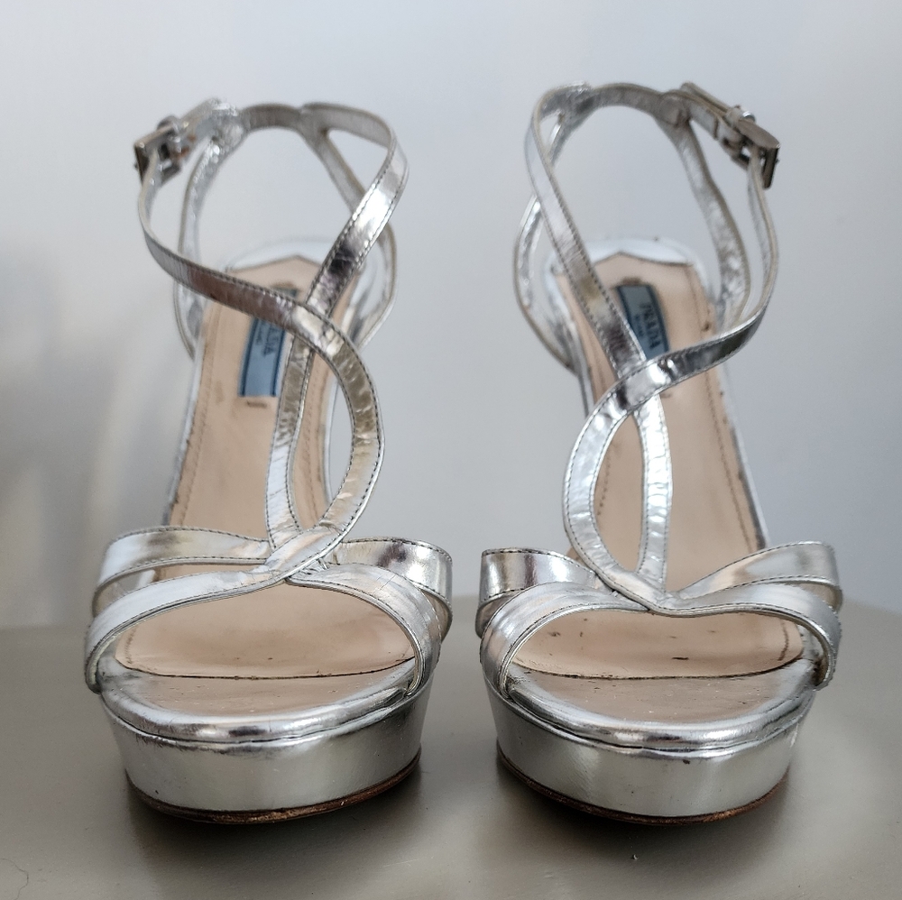 Metallic Leather Platform Sandals - Picture 8 of 13